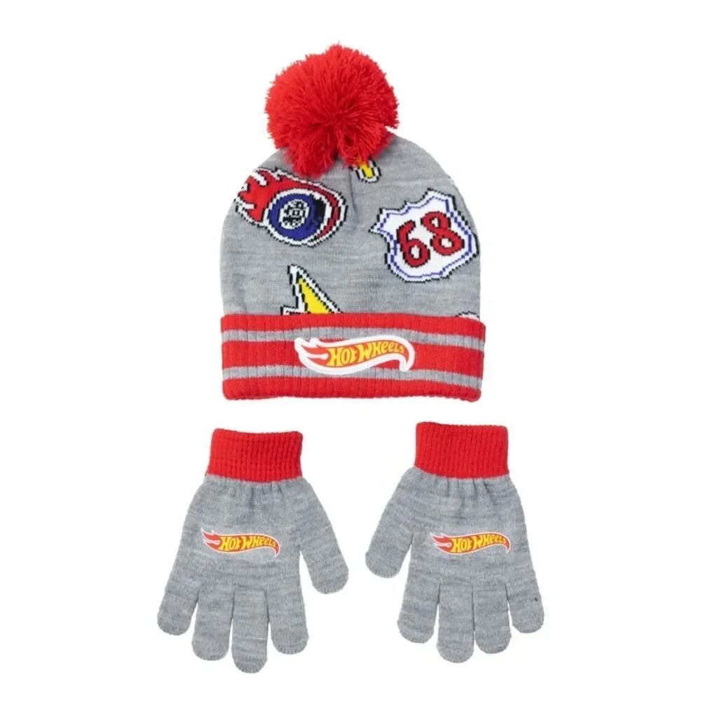 Hot Wheels Boys Beanie Hat & Glove Set